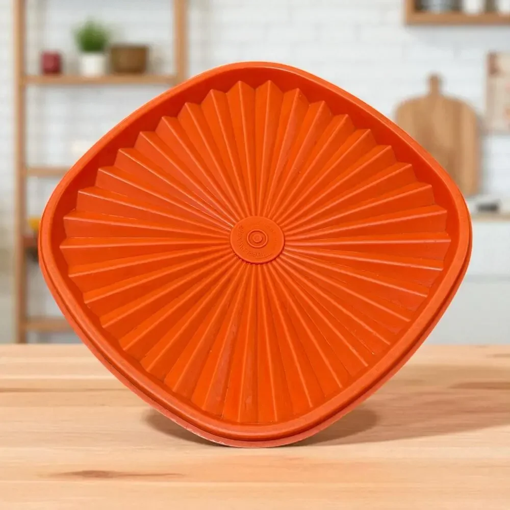 Tupperware Canister Servalier Replacement Lid Starburst Dark Orange 7
